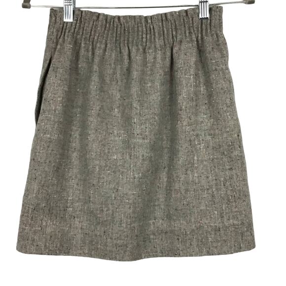 J CREW Gray Wool Woven Tweed Pull On Sidewalk Market Skirt sz 0 - Picture 4 of 9